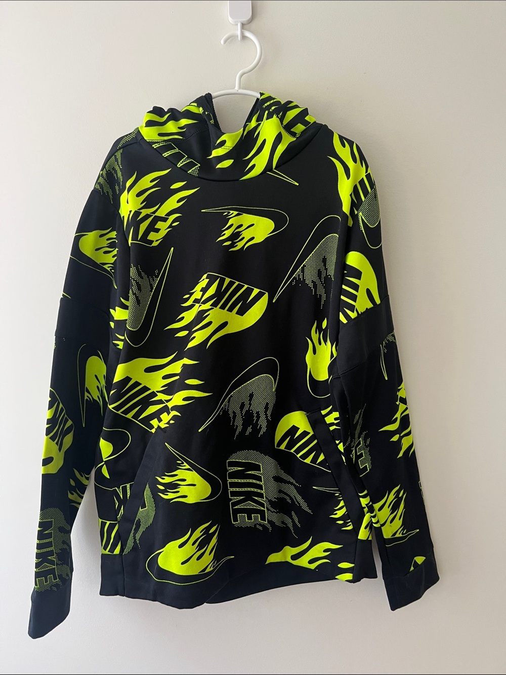 Nike Black & Neon Yellow Graphic Hoodie